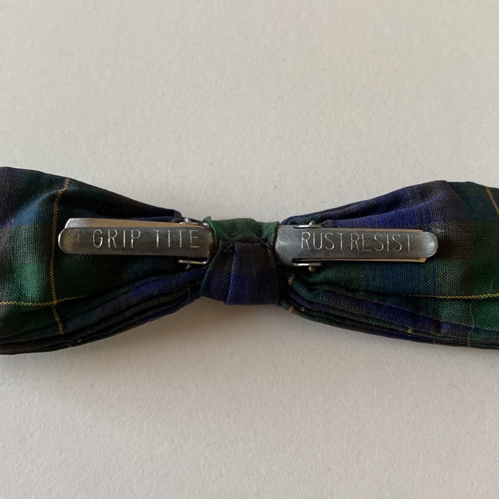 Three vintage Bow Ties Navy Green Polkadot - Picture 3 of 8